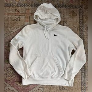 Nike White Men's Pullover Hoodie with Black Swoosh